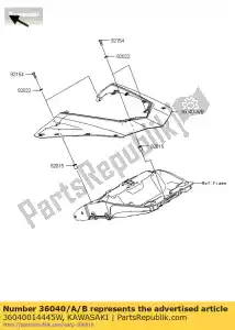 kawasaki 36040014445W cover-tail, m.g.gray zx1000lef - Lado inferior