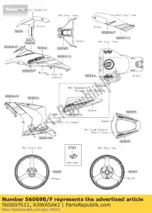 kawasaki 560697611 patroon, boven kap, rechts, fr zx1000 - Onderkant