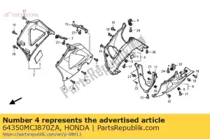 Honda 64350MCJ870ZA conjunto de capucha, l. medio (wl) - Lado inferior