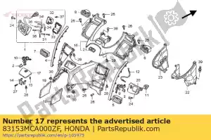 Honda 83153MCA000ZF lid, shelter *nh469m * - Bottom side