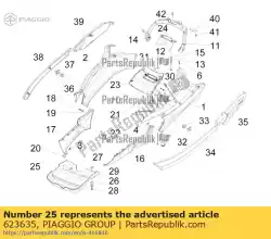 Aqui você pode pedir o fechamento de spoiler inferior em Piaggio Group , com o número da peça 623635: