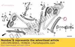 Here you can order the tensioner, rr. Cam chain from Honda, with part number 14515MCW003: