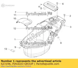 Piaggio Group 623198 compartimento para casco - Lado inferior