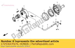 Aquí puede pedir tubo, filtro de aire conectado de Honda , con el número de pieza 17253GCF670: