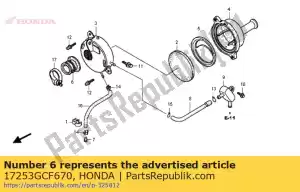 Honda 17253GCF670 tubo, filtro de aire conectado - Lado inferior