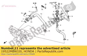 Honda 19522MBWJ20 mangueira, válvula de inatividade rápida - Lado inferior