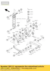 rod-tie van Kawasaki, met onderdeel nummer 391111087, bestel je hier online: