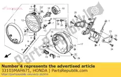 Here you can order the screw, beam adjusting from Honda, with part number 33103MAH671: