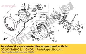 honda 33103MAH671 screw, beam adjusting - Bottom side