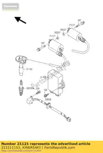 kawasaki 211211163 bobina de ignição - Lado inferior