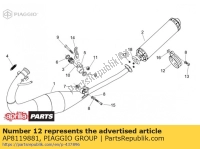 AP8119881, Aprilia, clip del silenziatore, Nuovo