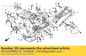 Honda 90102MBN670 parafuso, soquete 8x38 - Lado inferior