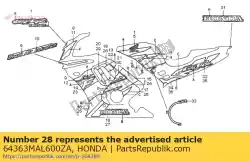 streep a, l. Onderbak l van Honda, met onderdeel nummer 64363MAL600ZA, bestel je hier online: