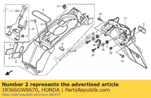 Honda 18366GW8670 oeillet a, silencieux silencieux - La partie au fond