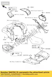 Qui puoi ordinare etichetta-avviso, pneumatico e max kvf750 da Kawasaki , con numero parte 560700045: