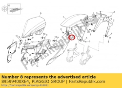 Aprilia 89599400XE4, Lh zijpaneel, zilver, OEM: Aprilia 89599400XE4