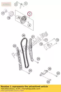 ktm 76436010033 camshaft w. autodeco - Bottom side