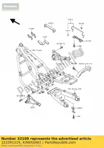 kawasaki 321091219 rama uchwytu zr750-c1 - Dół