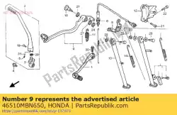 pedaal, rr. Rem van Honda, met onderdeel nummer 46510MBN650, bestel je hier online: