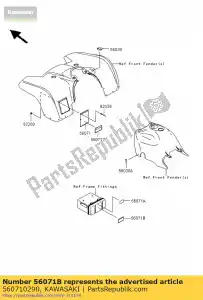 Kawasaki 560710290 label-warning,towing cap - Bottom side