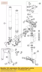 Ici, vous pouvez commander le top triple clamp 08 auprès de KTM , avec le numéro de pièce 7500103403233S: