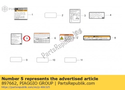 Aprilia 897662, Adesivo di controllo delle emissioni, OEM: Aprilia 897662