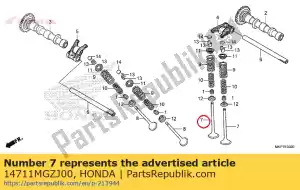 Honda 14711MGZJ00 válvula, pol. - Lado inferior