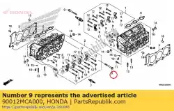 Ici, vous pouvez commander le boulon, bride, 9x89 auprès de Honda , avec le numéro de pièce 90012MCA000: