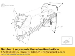 Aquí puede pedir escudo frontal. Blanco de Piaggio Group , con el número de pieza 67288600XB1: