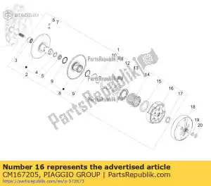 Piaggio Group CM167205 complete centrifugaalkoppeling - Onderkant