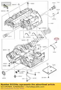 Kawasaki 921540484 boulon, douille, 6x16 - La partie au fond