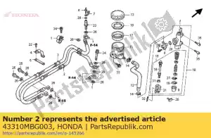 Honda 43310MBG003 tuyau, rr. frein principal - La partie au fond