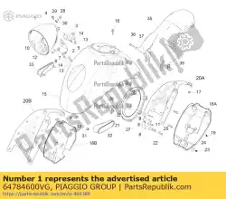 Aquí puede pedir cubrir de Piaggio Group , con el número de pieza 64784600VG: