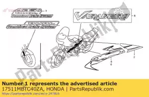 Honda 17511MBTC40ZA striscia, r. serbatoio carburante * tip - Il fondo