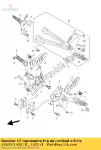 Suzuki 4360001H0013L footrest assy,p - Bottom side