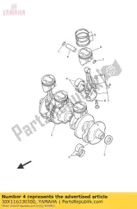yamaha 30X116330300 perno, pistone - Il fondo