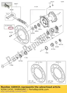 kawasaki 420411450 rueda dentada, 50 t, al kx125-k3 - Lado inferior