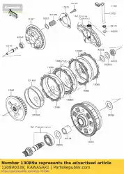 Qui puoi ordinare 01 piastra-frizione,t=1,6 da Kawasaki , con numero parte 130890038: