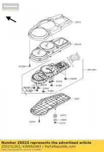 kawasaki 250231262 estojo medidor de cobertura, upp zx1200-b1 - Lado inferior