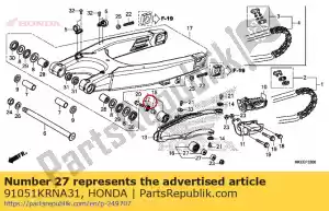 honda 91051KRNA31 rolamento, esfera radial, 608uu - Lado inferior