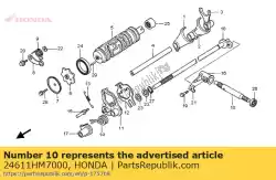 Here you can order the spindle, gearshift from Honda, with part number 24611HM7000:
