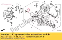 Here you can order the pin, hanger from Honda, with part number 45215GE2016: