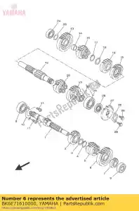 yamaha BK6E71610000 gear, 6th pinion - Bottom side