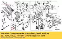 35132MCA003, Honda, placa a, ajuste del interruptor de apagado honda gl goldwing a  bagger f6 b gold wing deluxe abs 8a gl1800a gl1800 airbag gl1800b 1800 , Nuevo