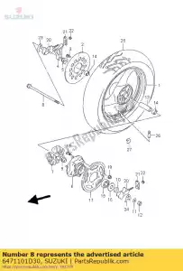 Suzuki 6471101D30 axle,rear - Bottom side