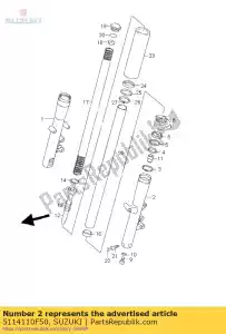 Suzuki 5114110F50 tube,outer,l - Bottom side