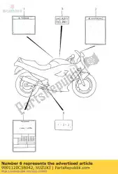 Ici, vous pouvez commander le o. M. Gsx750 / 600f auprès de Suzuki , avec le numéro de pièce 9901120C58042: