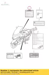 Here you can order the label,general w from Suzuki, with part number 6831914J80: