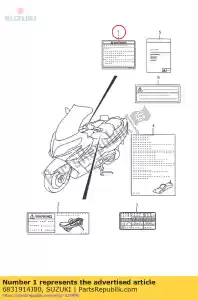 suzuki 6831914J80 etichetta, generale w - Il fondo