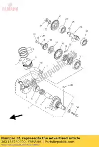 yamaha 36X133240000 engrenagem, acionamento da bomba - Lado inferior